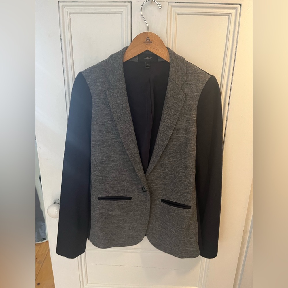 J Crew wool blazer, navy/grey, size 6